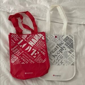 Lululemon Red and White Tote Duo